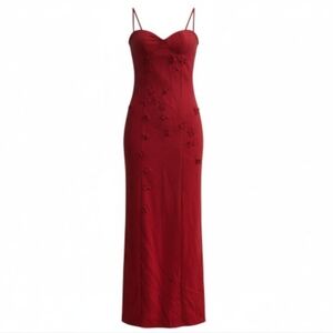 SHEIN Red Maxi Dress with Floral Details
